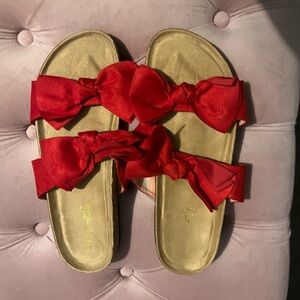 Red Bow Slide Sandals